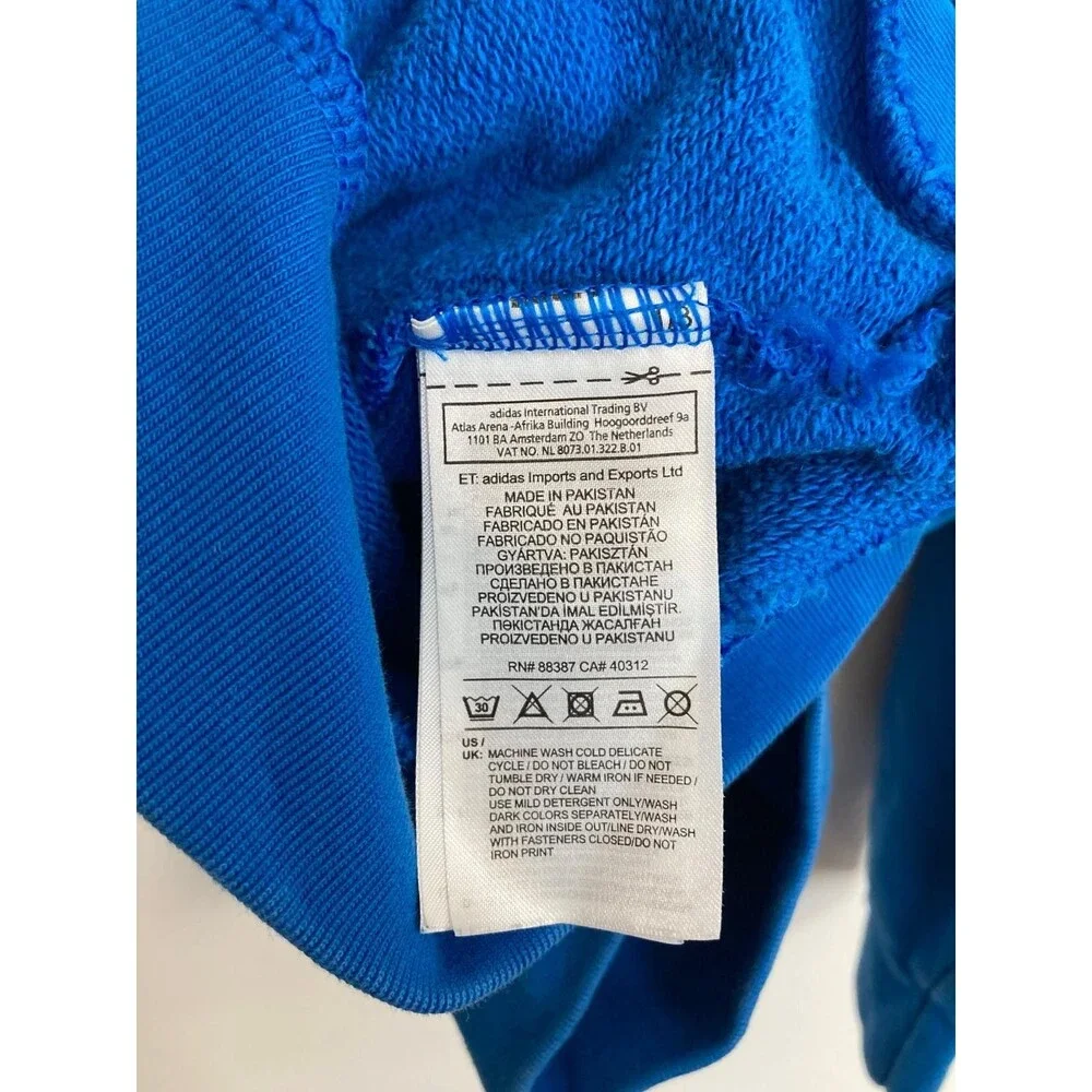 Adidas Hoodie Mens M Blue Pullover Trefoil Logo Athletic Casual